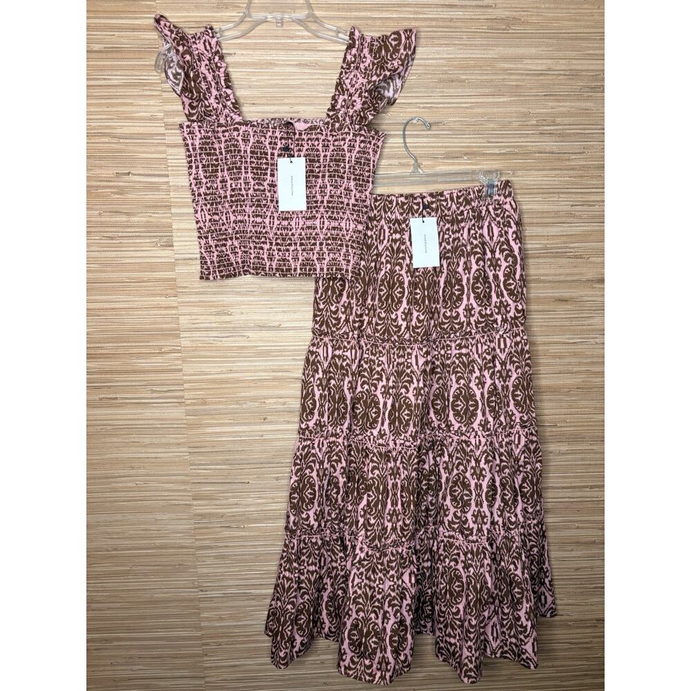NWT O.P.T Calypso Print Crop Top & Midi Skirt Set Sz M